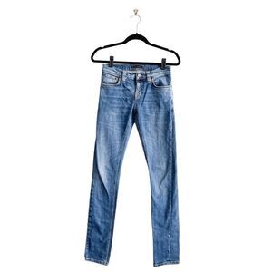 Nudie Jeans Women's Long John Clean Street Wrinkle Skinny Denim Blue 27